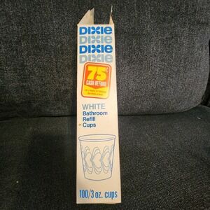 Vintage New Old Stock NOS Dixie Cups 3oz 100 Count White Bathroom Refill Open